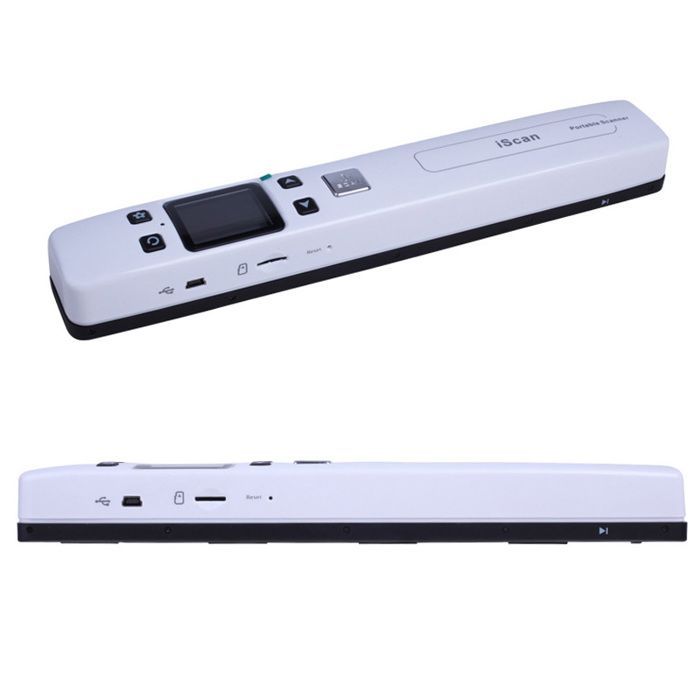 Scanner portátil A4 HD - Wi-Fi, 300/600/1050 DPI, sem bordas para livros, rolo estabilizador duplo, tela LCD colorida, branco