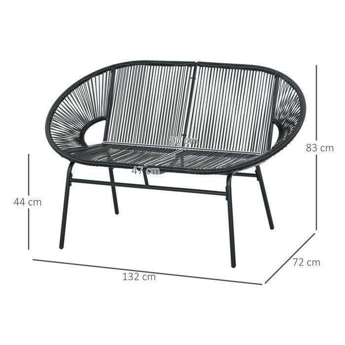 Outsunny - Garden bench - Steel - 132x72x83cm - Black