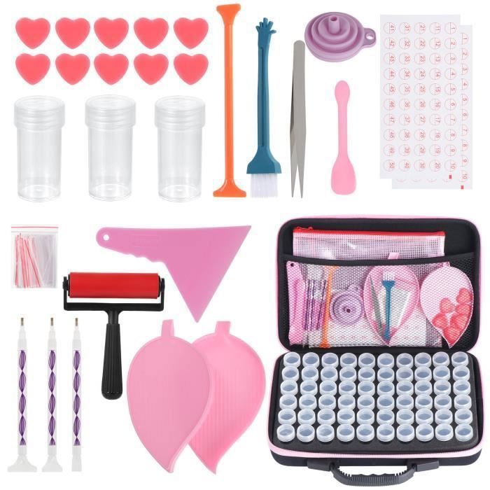 Caixa organizadora para pintura com diamantes com 60 compartimentos, ideal para guardar miçangas e acessórios de bordado.