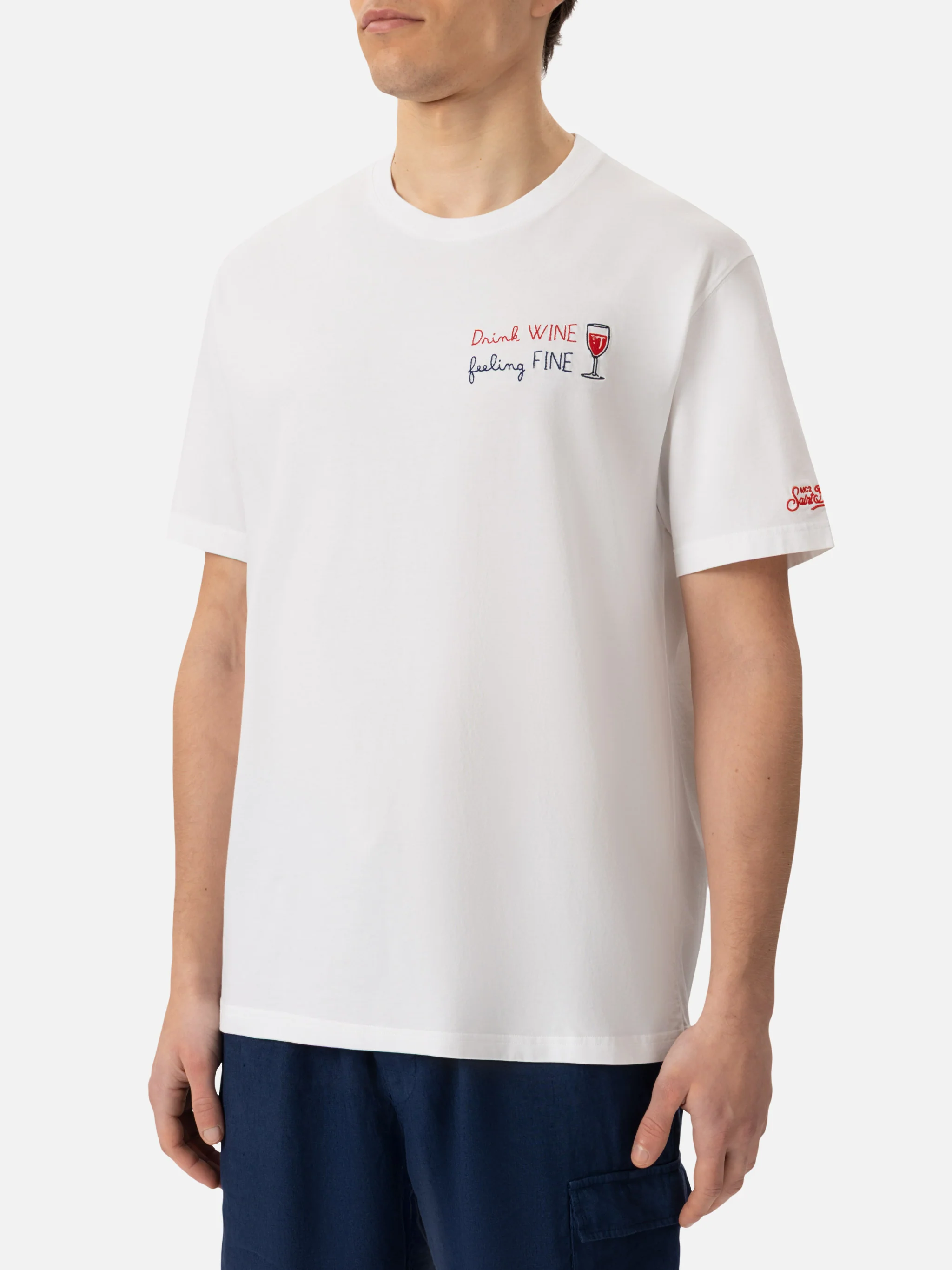T-shirt Man Portofino in jersey di cotone classic fit con ricamo Drink