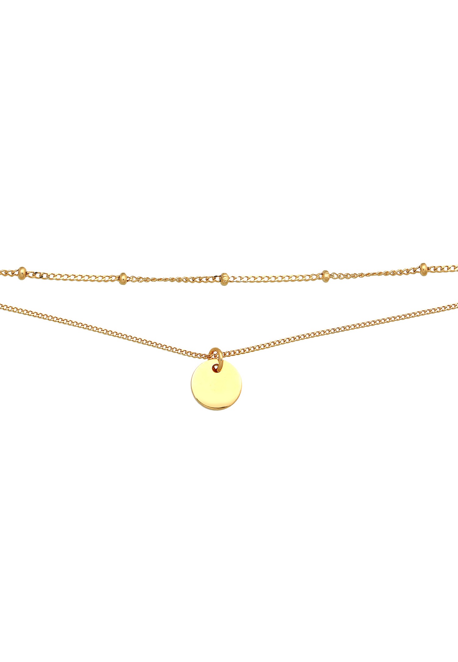 Elli Femmes choker couches plaquettes en argent sterling 925 plaqué or