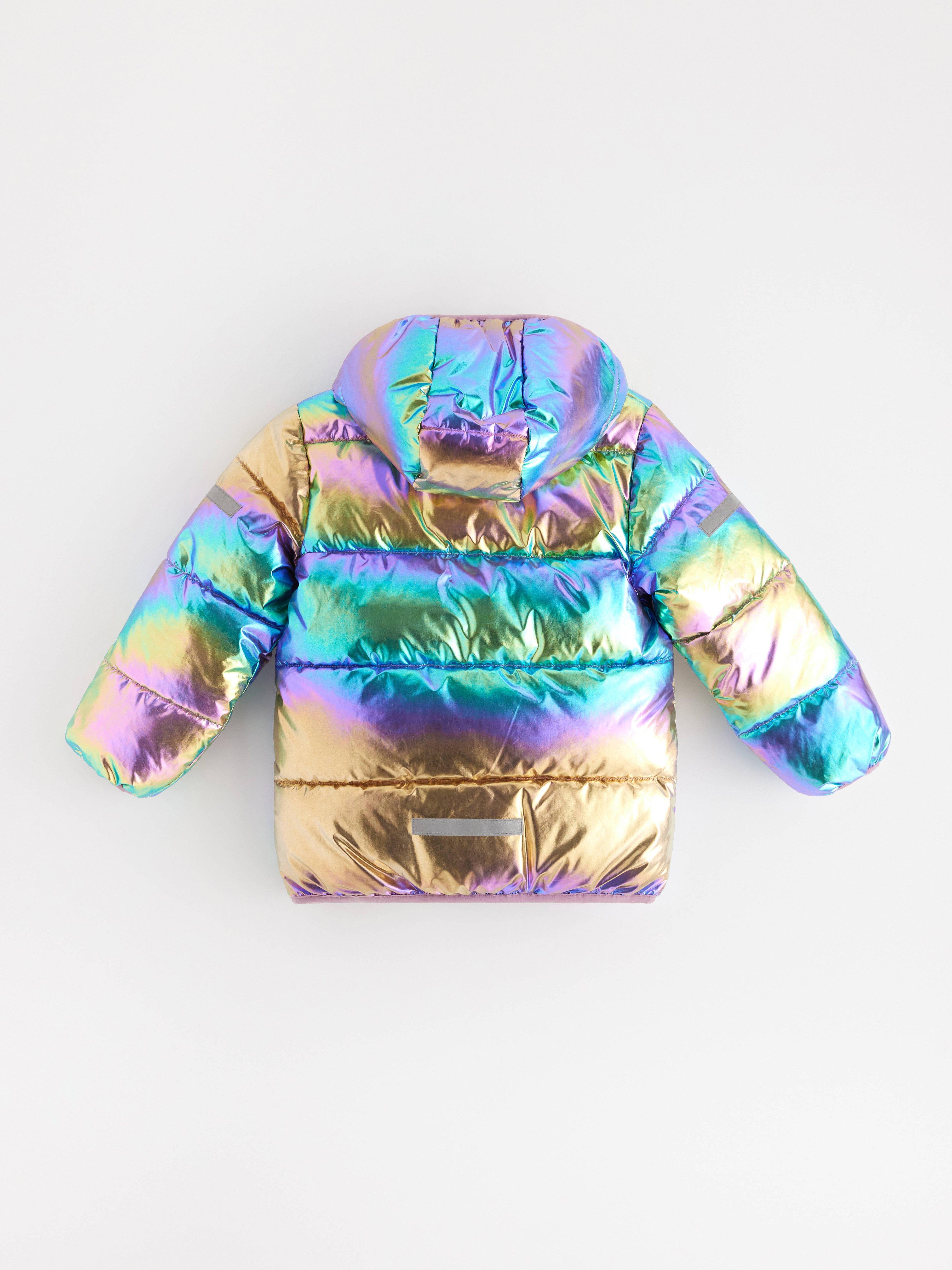 Chaqueta acolchada brillante color lila claro empolvado
