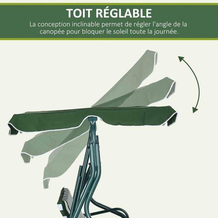 Altalena da giardino - Outsunny - 170x110x153cm - Metallo - verde