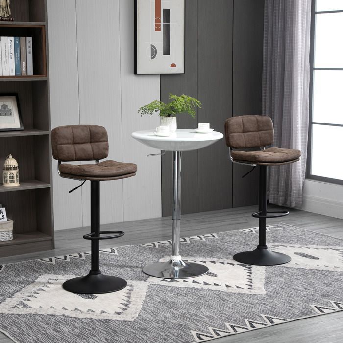 HOMCOM - Tabourets de bar - Revêtement synthétique PU - 41.5x45x107cm - Marron