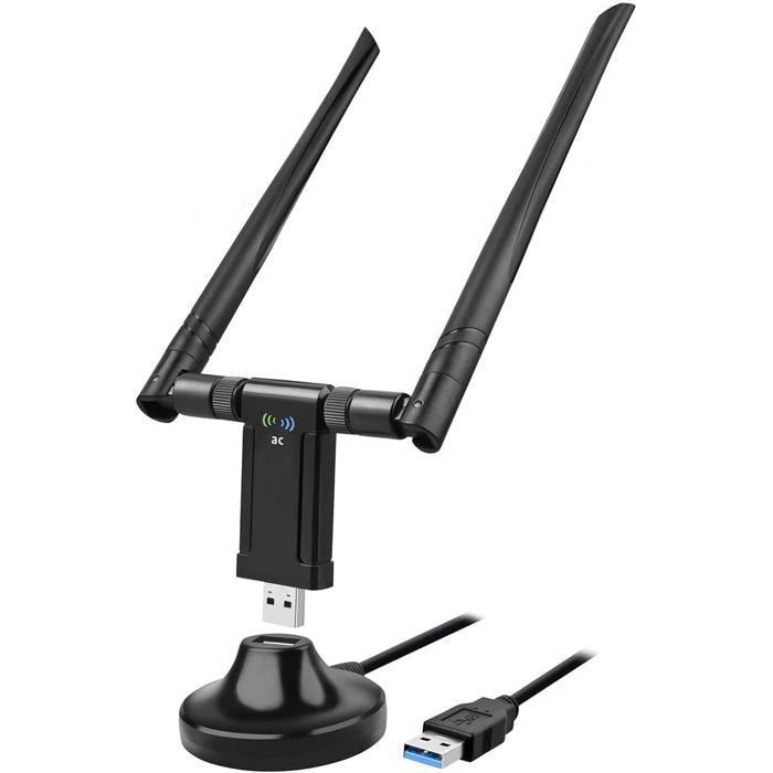 Adaptador WiFi mini USB potente de 1200 Mbps, dongle WiFi de doble banda 2.4GHz/5.8GHz, adaptador de red inalámbrica para PC