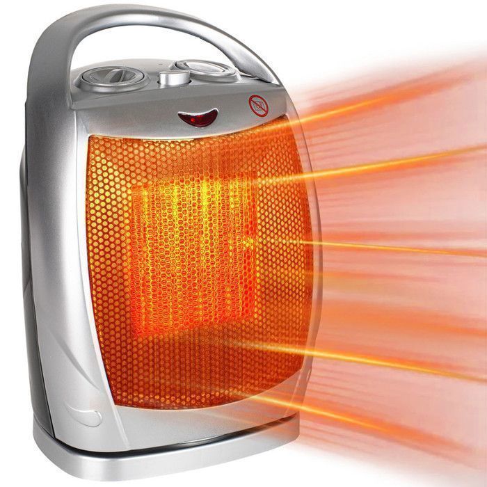 Riscaldatore ausiliario da 1500 W, riscaldamento rapido, funzionamento silenzioso, riscaldatore oscillante, 2 impostazioni di calore, sistema di sicurezza antiribaltamento.