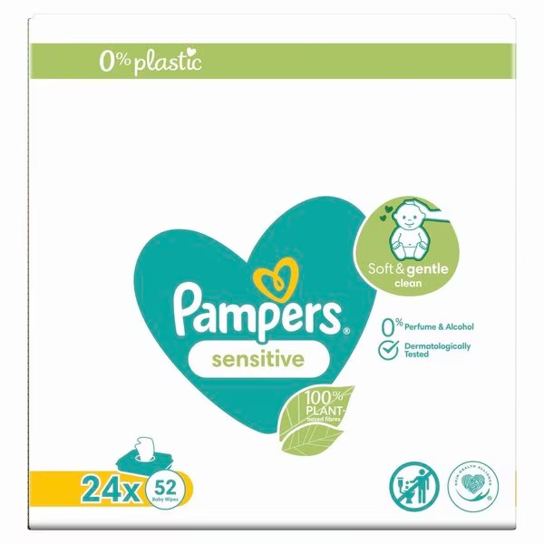 Pampers Sensitive 0% plastmasa, zīdaiņi<br>24 x 52 stuks