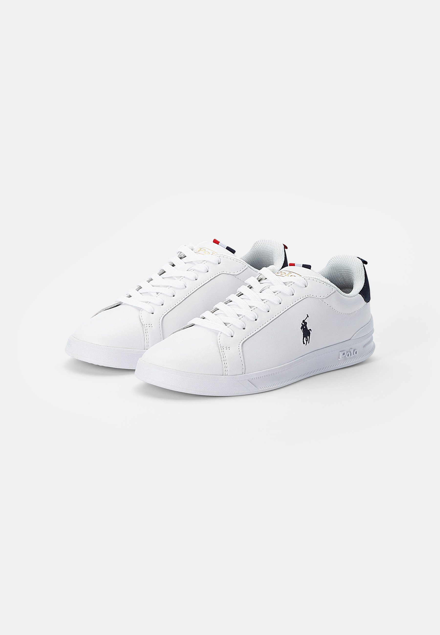 Polo Ralph Lauren HERITAGE COURT II LEATHER TRAINER - Scarpe da ginnastica - bianco/blu navy/rosso