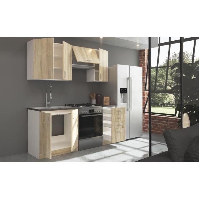 Cocina modular completa SARA - 5 elementos - Acabado roble Sonoma - Ancho 180 cm - Encimera no incluida