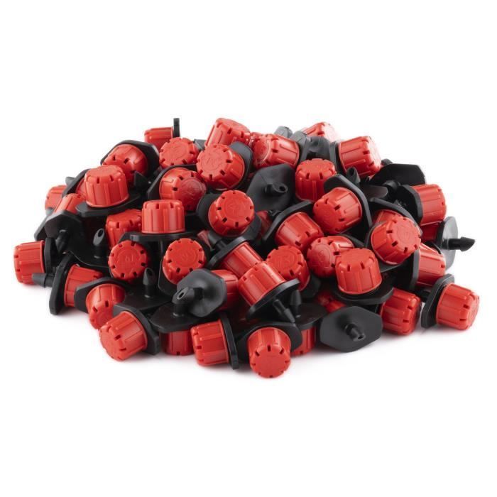 100 goteros ajustables (0-70 litros/hora) para riego por goteo AROZ.