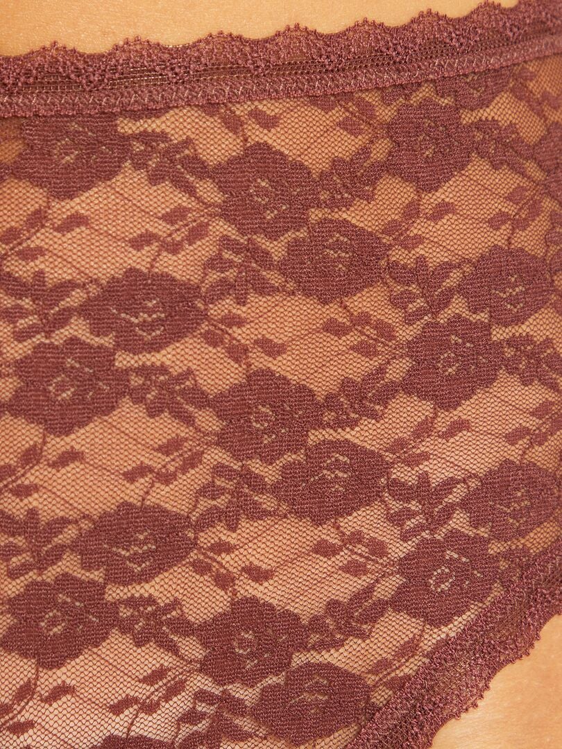 Set van 2 kanten slipjes met hoge taille - ROZE