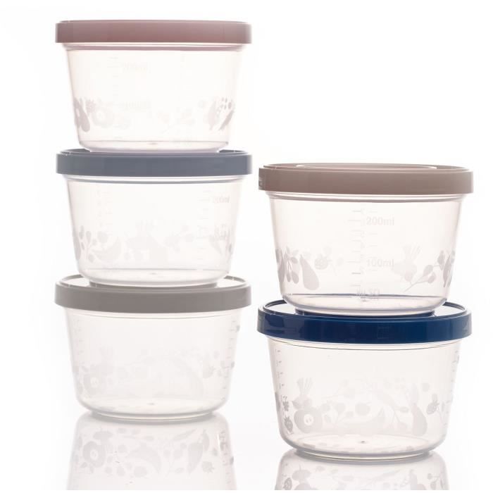 Set di 5 contenitori per alimenti - THERMOBABY - 250 ml - Ermetici e senza BPA