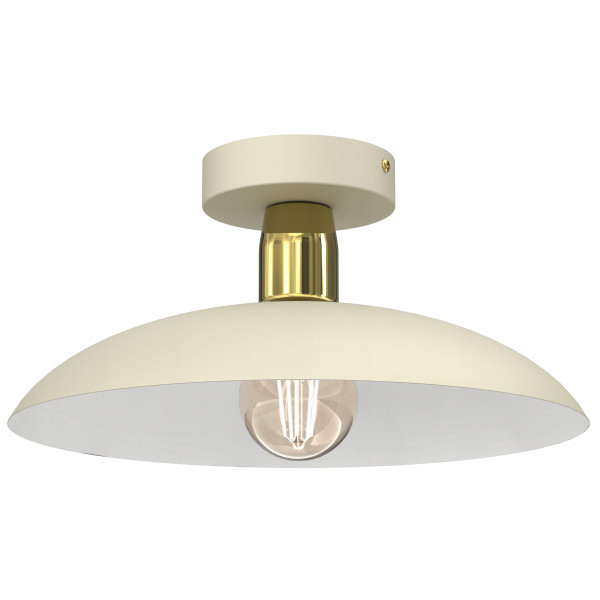 Lampa sufitowa plafon beż złoto metalowy daszek e27