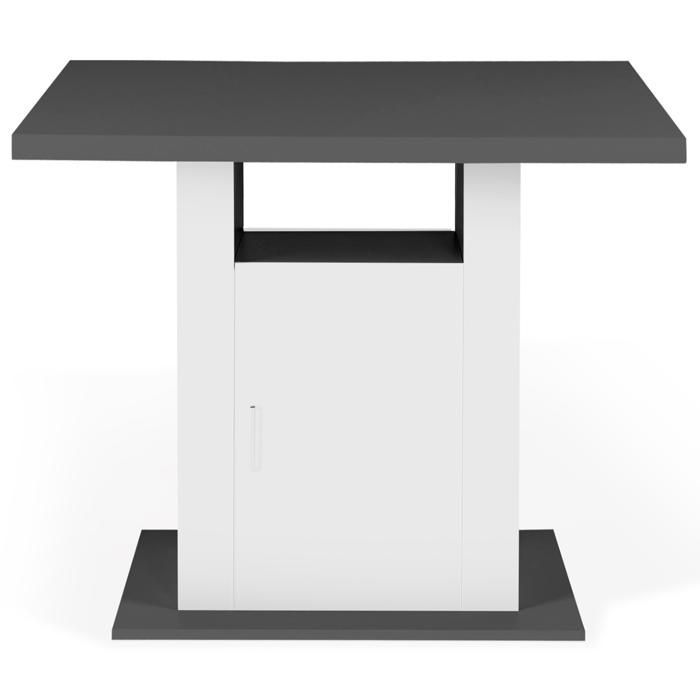 Isla central IDMARKET UGO de 110 cm con encimera de madera gris y blanca y espacio de almacenamiento.