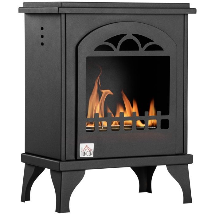 Cheminée bioéthanol sur Pieds avec réservoir 1,5 L, environ 3 h de durée de combustion Couverture 25 m² dim. 41L x 25l x 54H cm