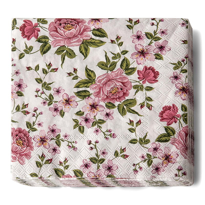 Servilletas ecológicas Vie, paquete de 20 unidades, 33x33 cm, Rosas