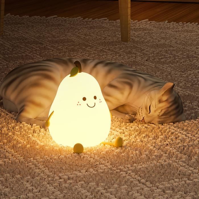 Lámpara de noche de silicona con forma de pera, luz nocturna para dormitorio.