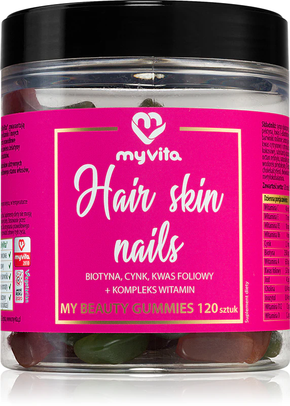 MyVita Natural Gummies Voedingssupplement voor Haar, Huid en Nagels Zachte Kauwcapsules Voor Mooi Haar, Huid & Nagels