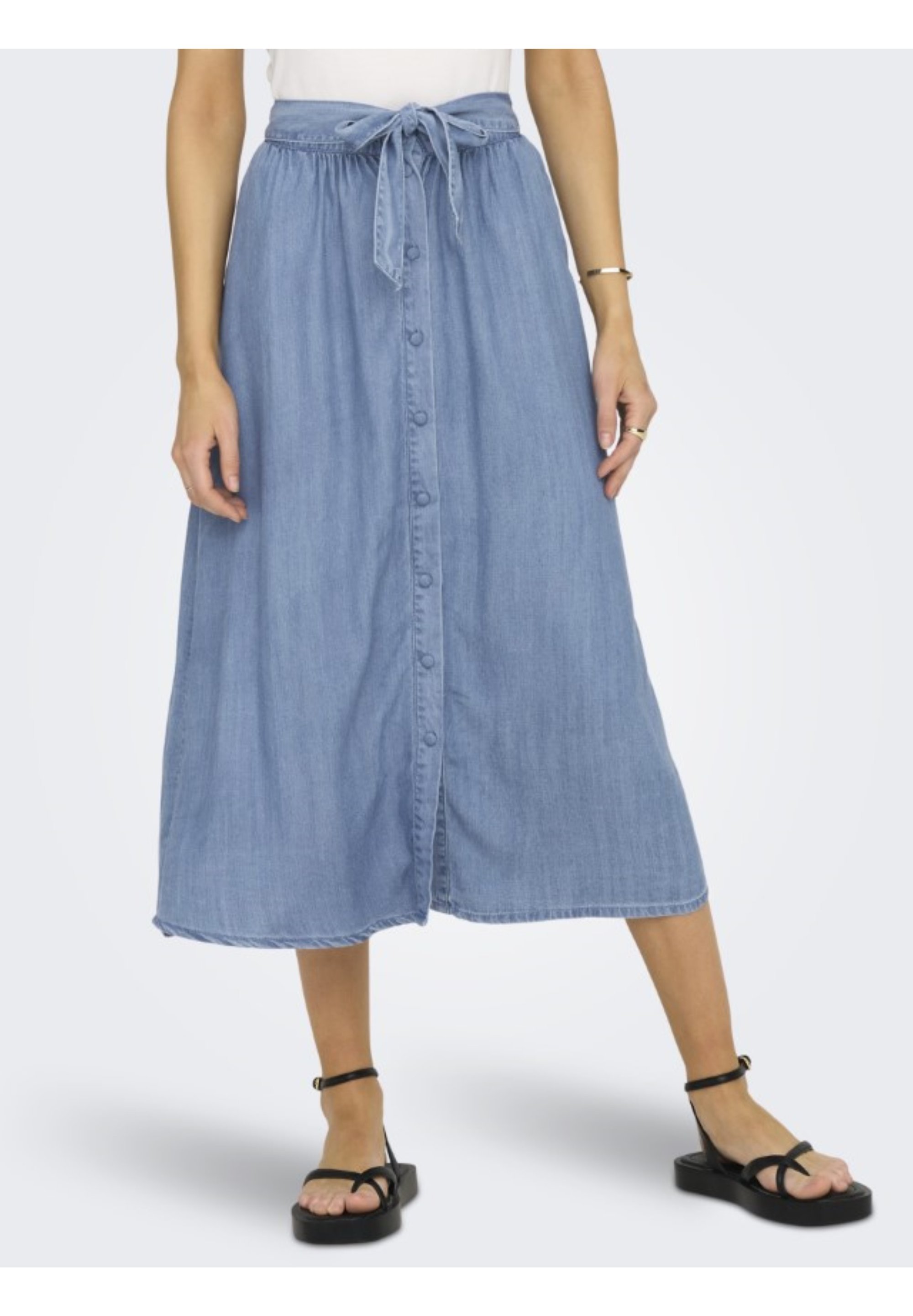 ALLEEN HIGH WAIST MIDI - A-lijn rok - lichtblauwe denim