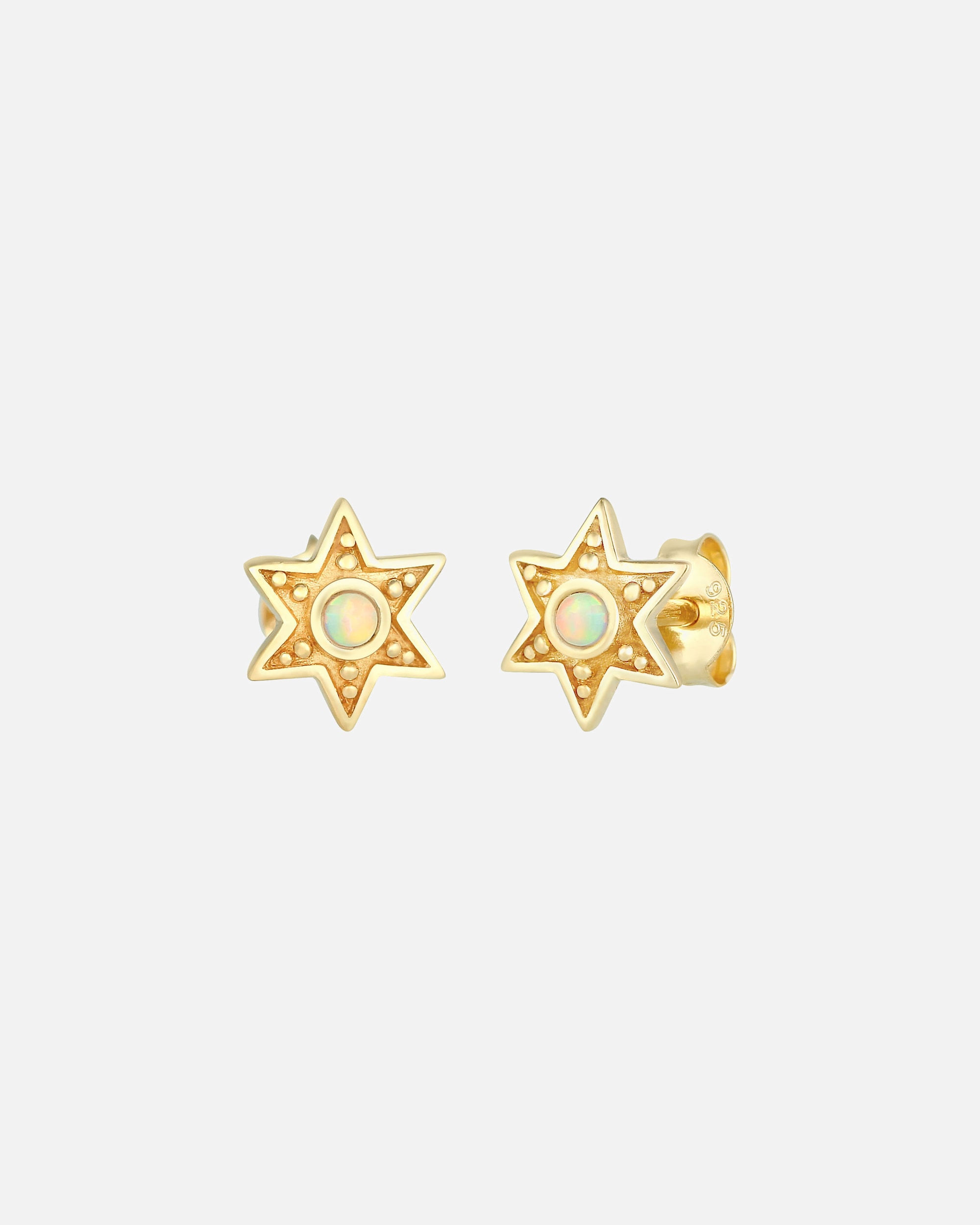 Elli Boucles d'oreilles dames Star Astro Vintage avec Opale synthétique en plaqué or en argent 925 Sterling