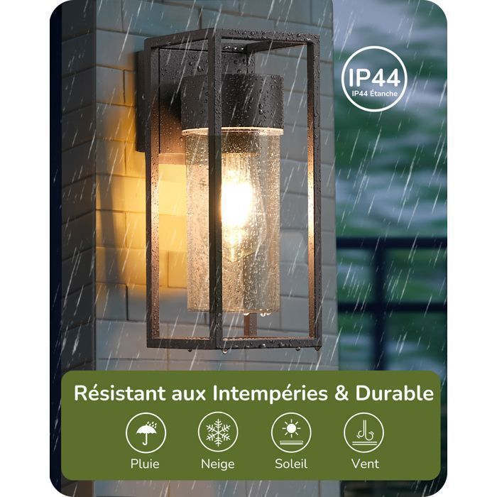 Aplique de pared EDISHINE para interior/exterior, gris oscuro, resistente al agua IP44, casquillo E27, requiere bombilla, iluminación de pared para exteriores.