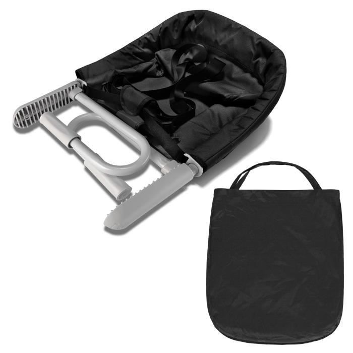 Silla elevadora plegable para bebé Aufun con clips antideslizantes y respaldo ergonómico, color negro.