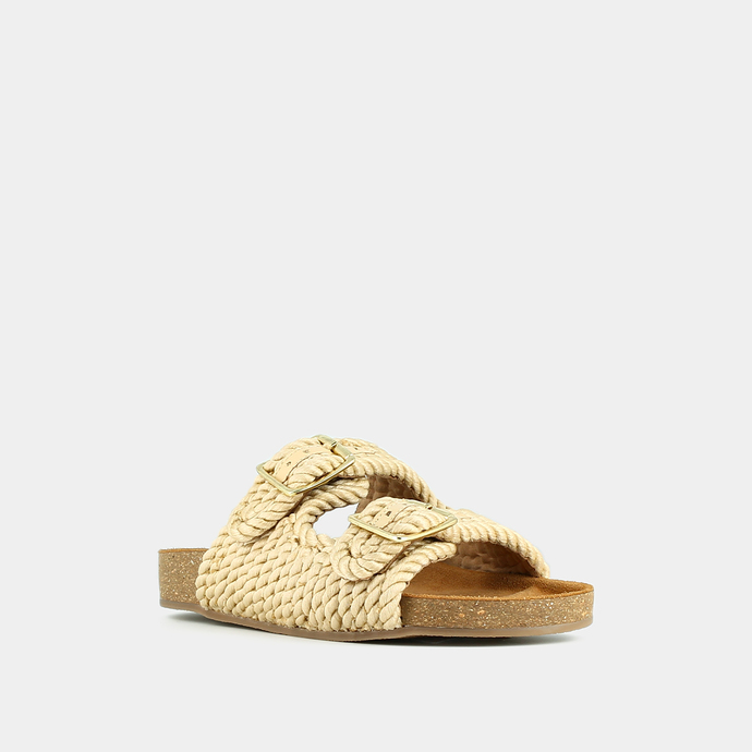 Mules à brides  en corde beige