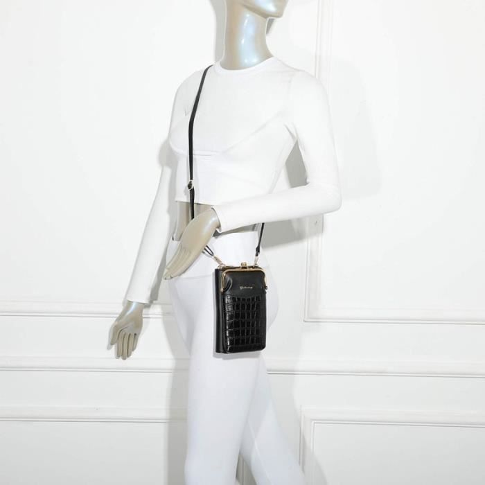 Sac Bandoulière Femme Gallantry - Poche Téléphone Portefeuille Tout-en-un - Noir