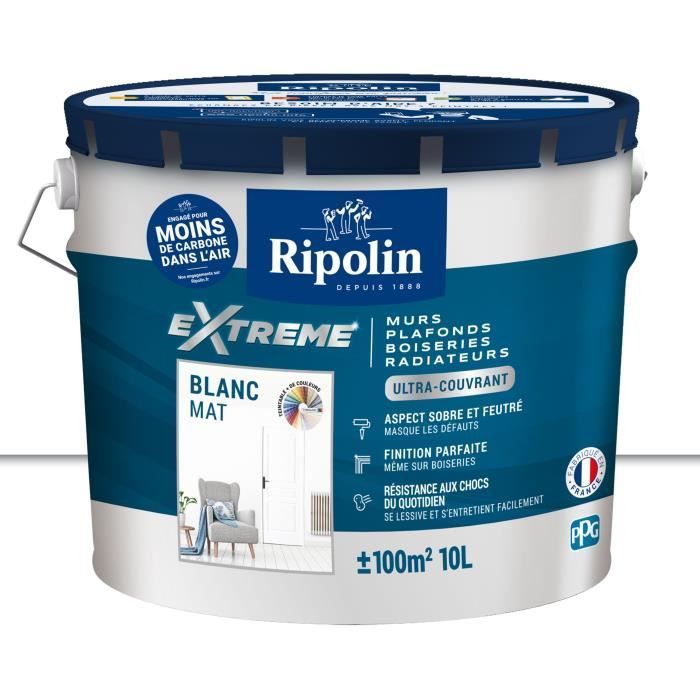Pintura para paredes y techos Ripolin 10L, blanco mate, monocapa.