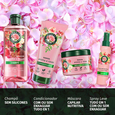 Herbal Essences Simító Sampon Rózsaillattal, Revitalizáló Sampon Száraz Hajra, 350 ml