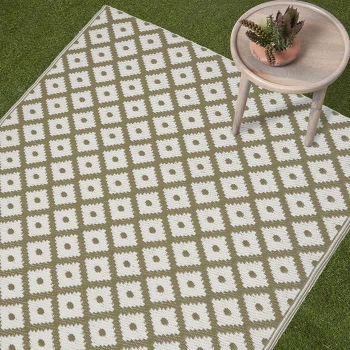 Tapis extérieur jardin imperméable, réversible et résistant UV - May - 150x240 cm - Gris - Matériaux recyclés - Homescapes