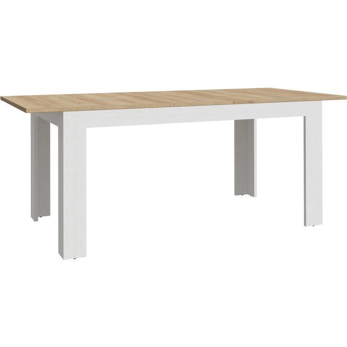 BOHOL Uitschuifbare eettafel – Wit & Hout – Geschikt voor 8 personen – Uitschuifbaar van 160 tot 206,6 cm × B 90,2 cm × H 78,2 cm
