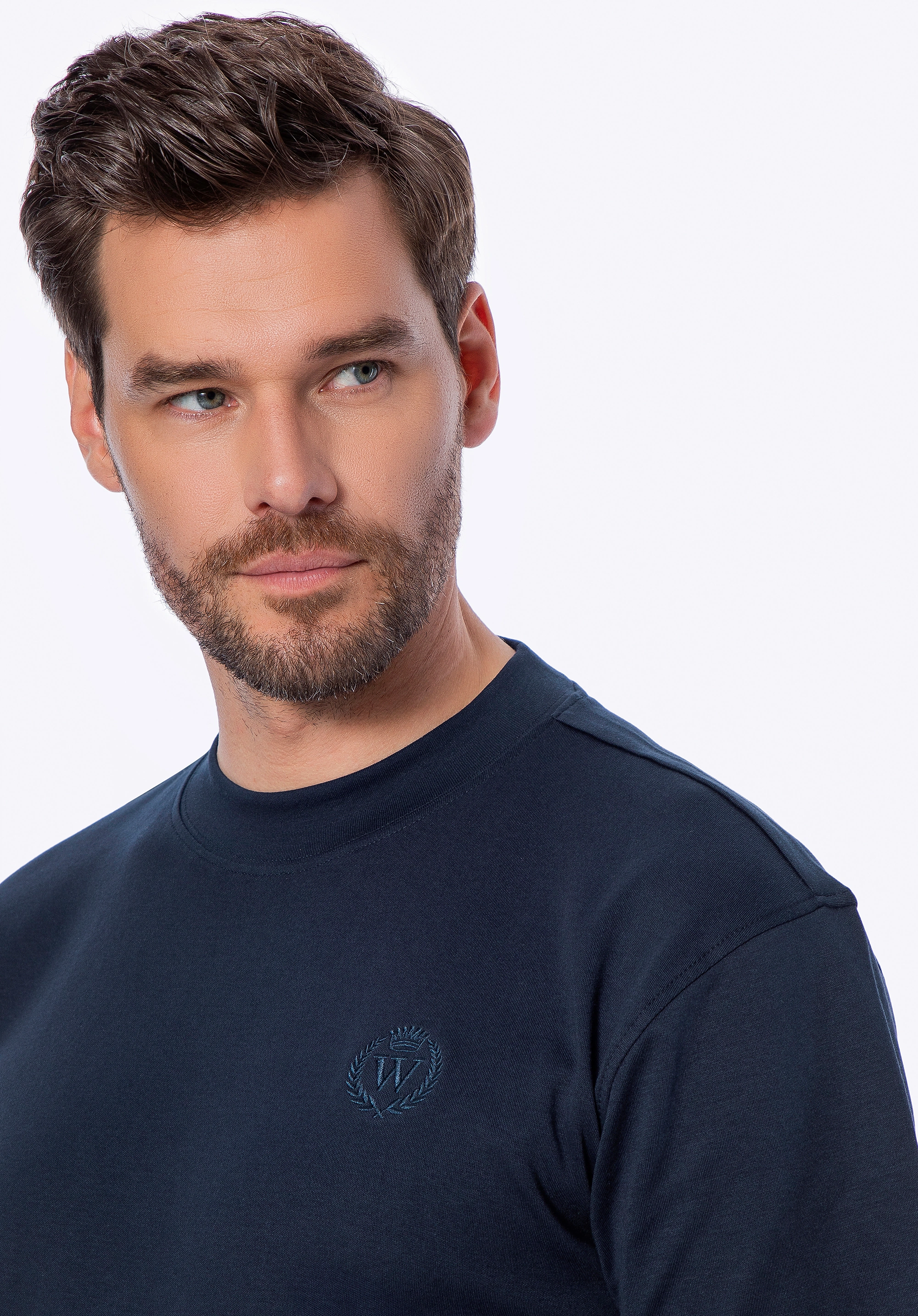 T-shirt męski z bawełny granatowy