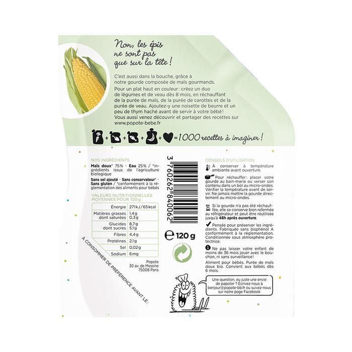 Popote biologische maïs van 4-6 maanden oud, 120 g