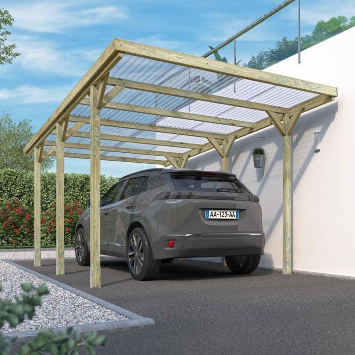 Carport aus Holz für 1 Auto, 15,6 m²