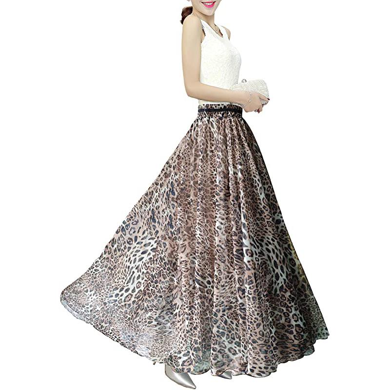 Gonna lunga estiva da spiaggia in chiffon con stampa floreale, copricostume da donna.