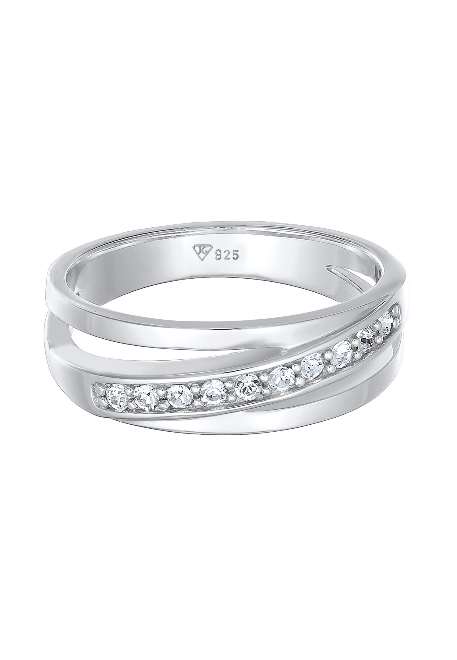 Elli Femmes Bande élégant avec cristaux en argent sterling 925