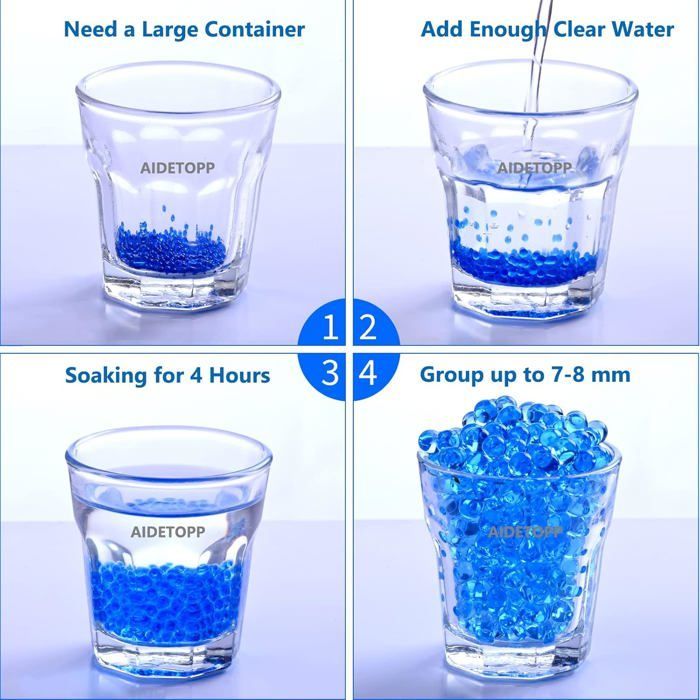 Billes de gel pour Blaster, 50 000 pièces, 7-8 mm, bleues, lot de 5 sachets