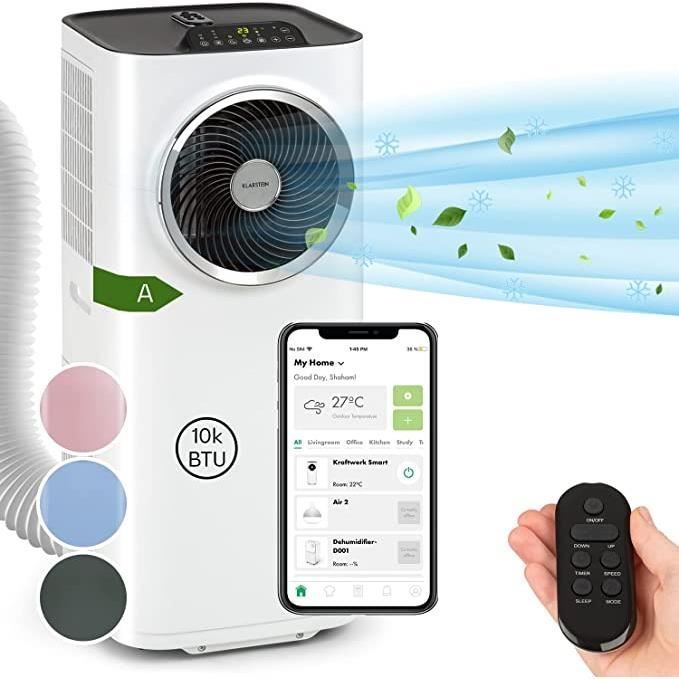 Aire acondicionado portátil Klarstein de 10000 BTU con función de ventilador y deshumidificador - Blanco