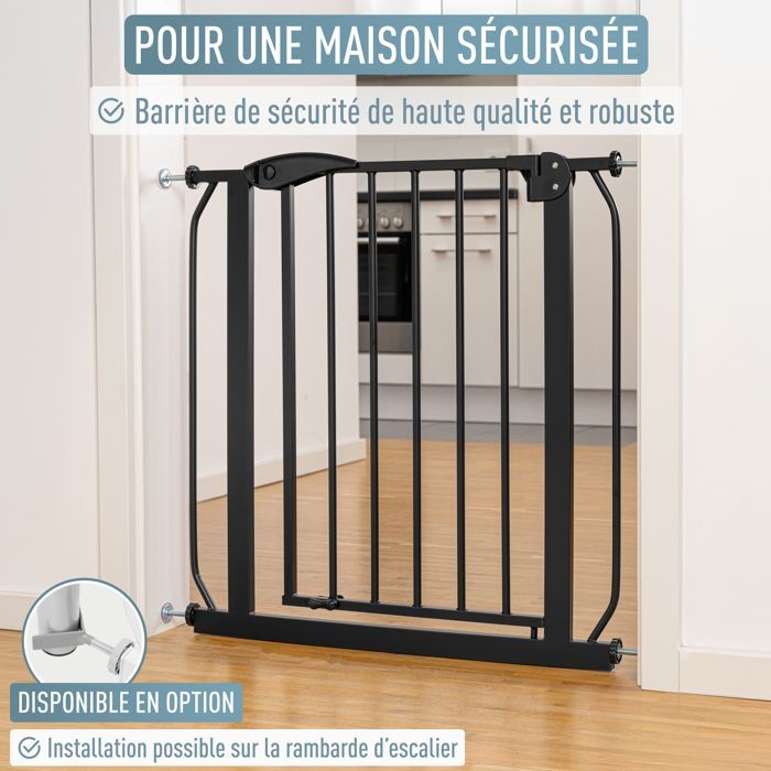 Portão de segurança estilo IB para escada, sem necessidade de furação, preto, Berrin, 58-66 cm