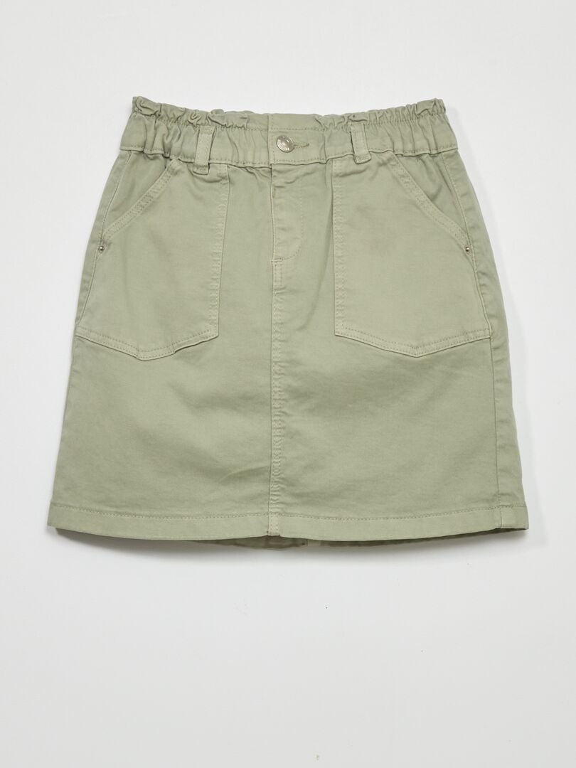 Paperbag denim rok - groengrijs