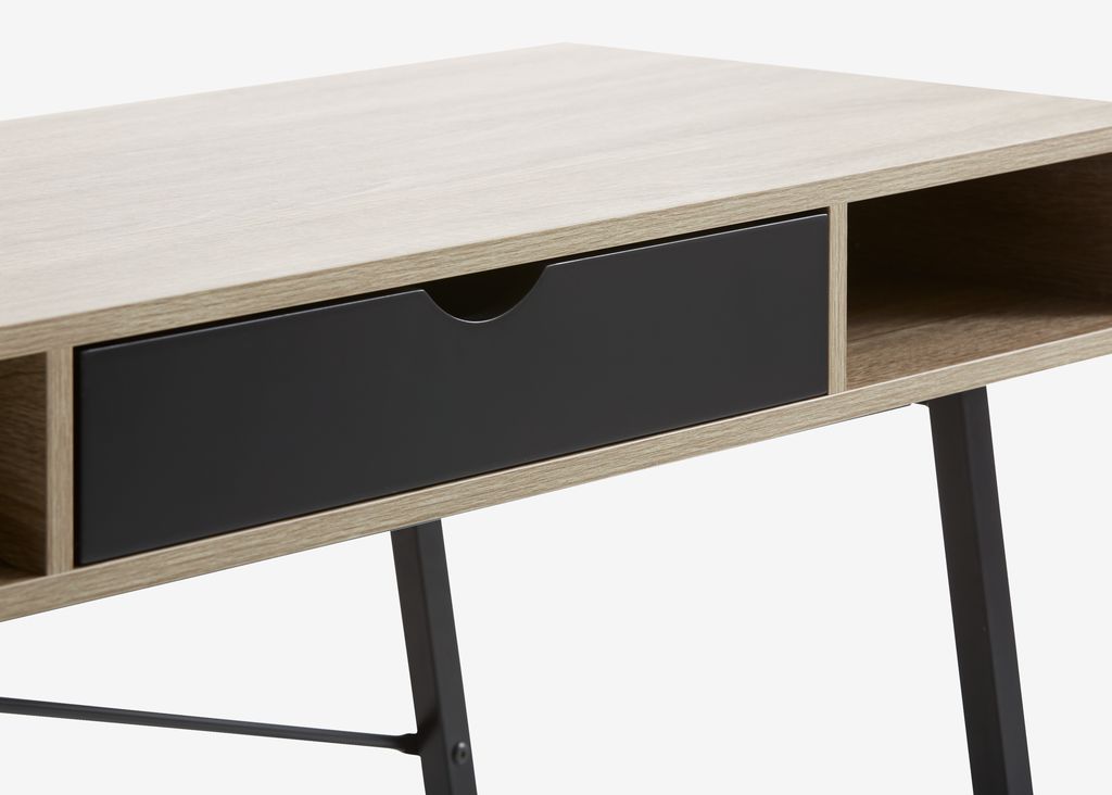 ABBETVED rašomasis stalas 48x120 šviesaus ąžuolo/juodos spalvos