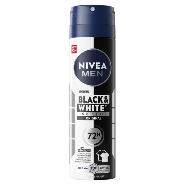 NIVEA Men Black & White Invisible Original antiperspirantas, 150 ml