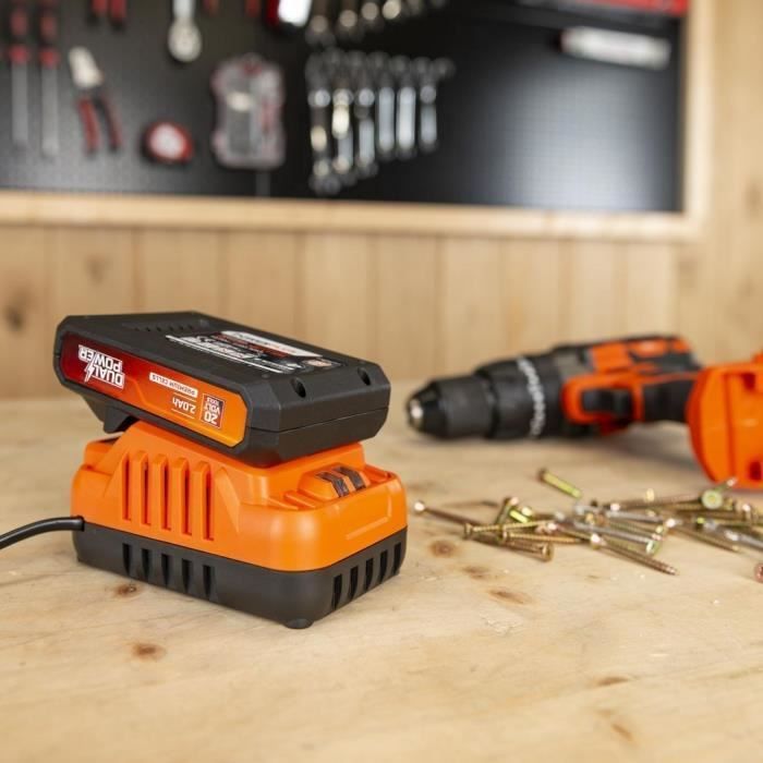 Akku und Ladegerät – Dual Power – POWDP90620 – 2,0 Ah 20 V Akku und 2 A Ladegerät – Für 20 V Akku-Heimwerkerwerkzeuge
