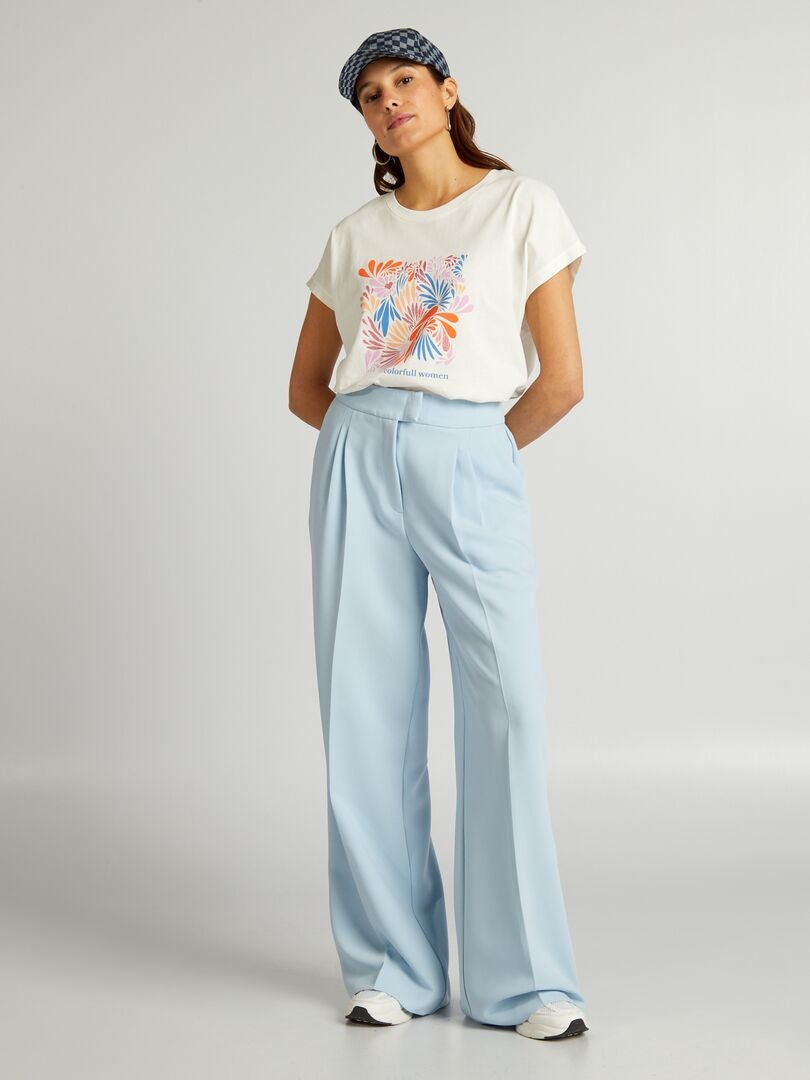 Bedrukt katoenen T-shirt - WIT