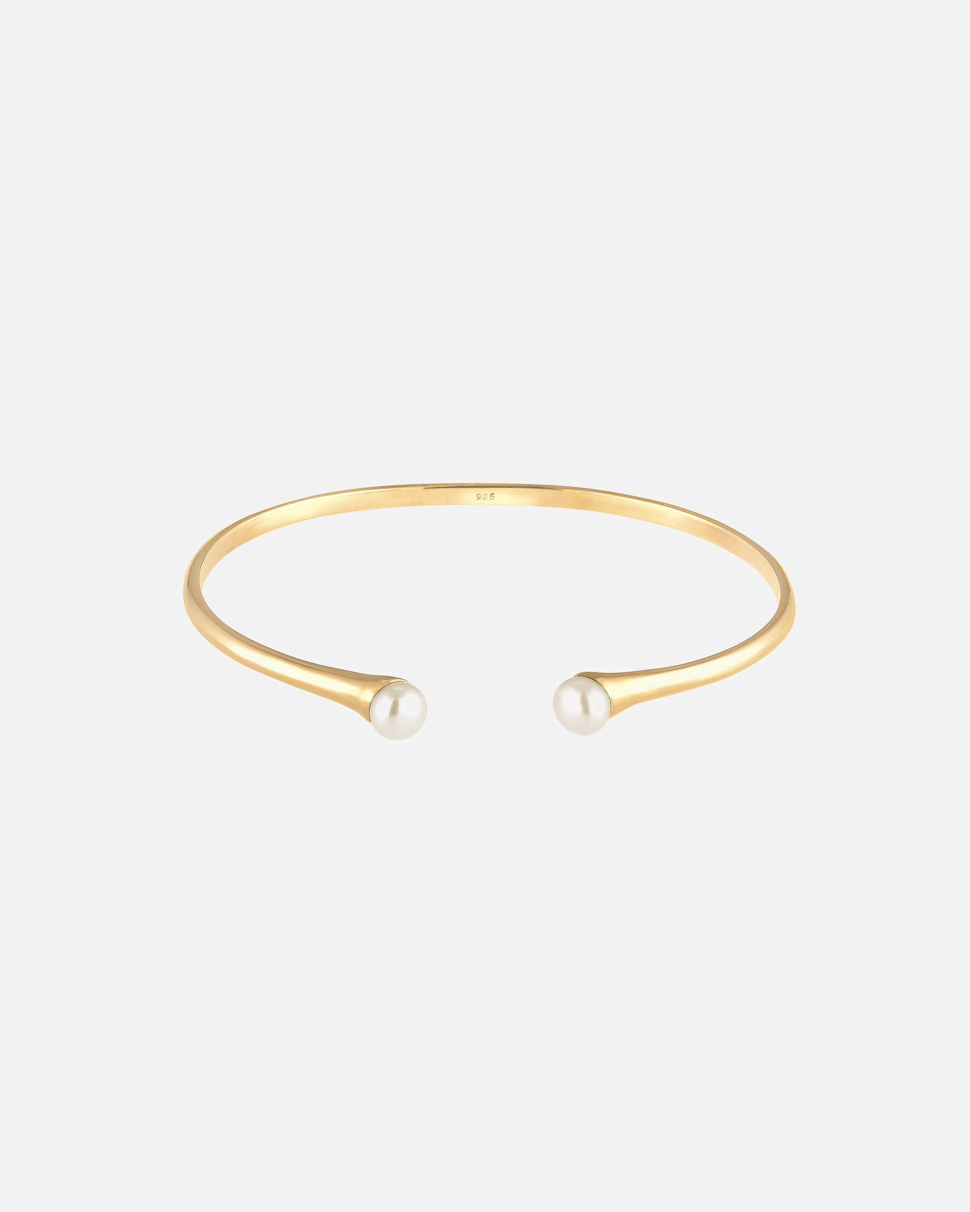 Elli PREMIUM Bangle Ouvert Réglable Perles de Culture d'Eau Douce Femme Plaqué Or Argent (925/1000)
