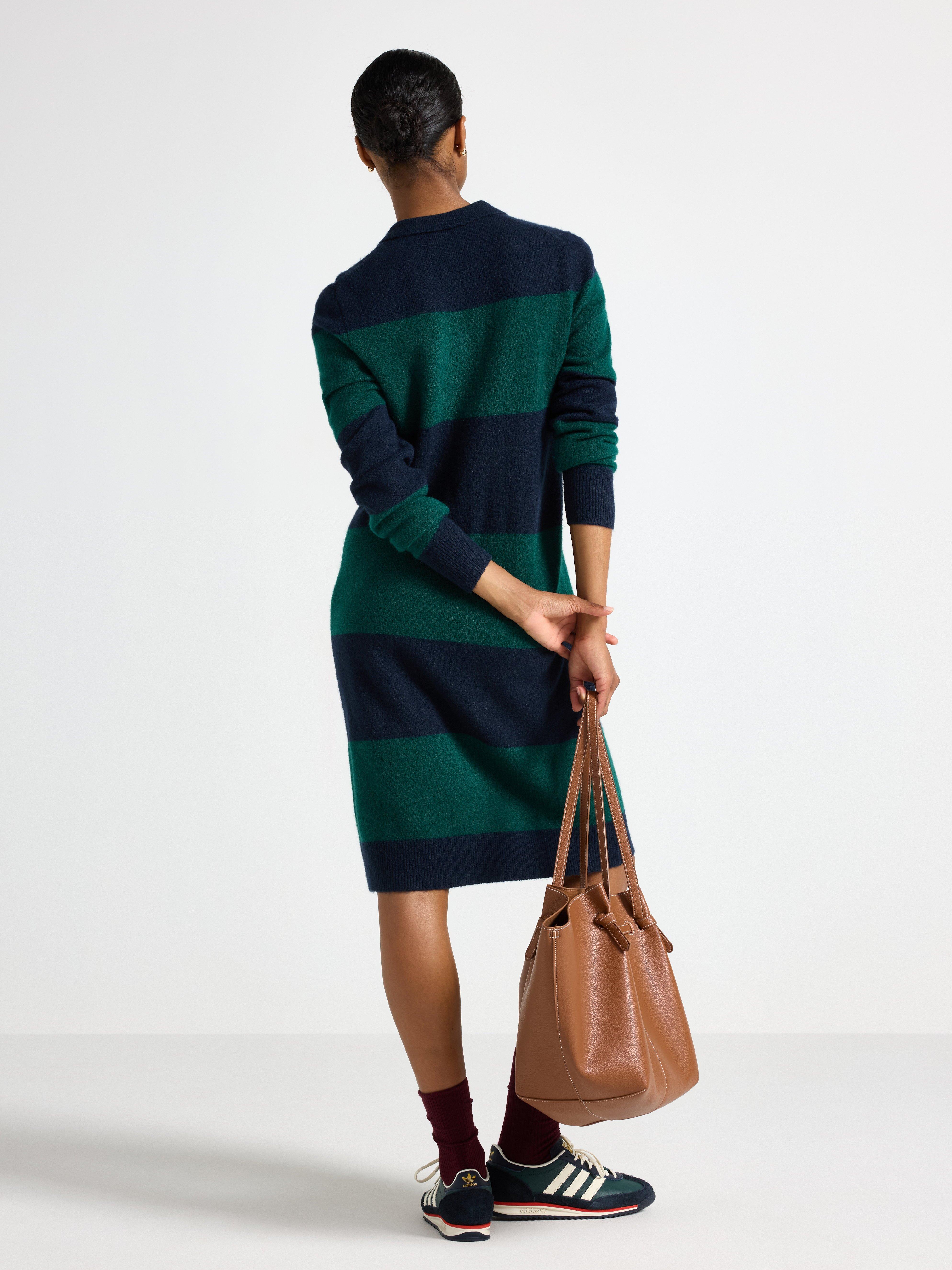 Minivestido de punto fino verde oscuro