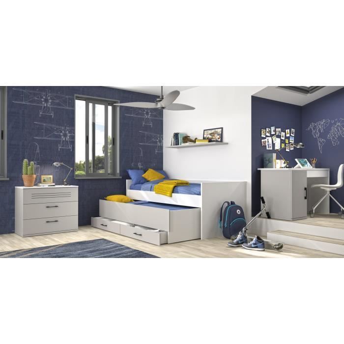 Cómoda de 3 cajones - GAMI - URBAN - Madera - Gris - Aspecto de madera