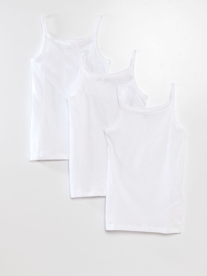 Conjunto de 3 regatas de algodão - BRANCAS