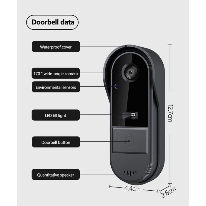 Videocitofono wireless AIMOONSA 1080P con schermo da 4,3